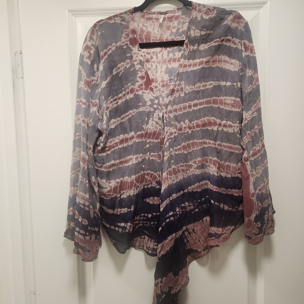 Tie Dye Sheer Kimono Cardigan Open Front Boho Top M/L Boho, Cottagecore